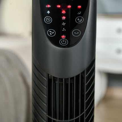 Tichý sloupový ventilátor - 3 rychlosti, dálkové ovládání, oscilační, černý