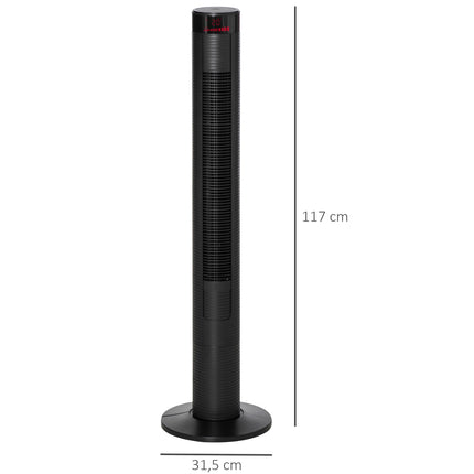 Turmventilator mit Fernbedienung, 70° Oszillation, Timer, schwarz