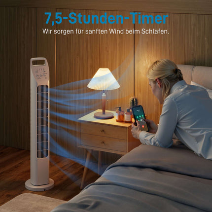 Sloupový ventilátor s dálkovým ovladačem, 3 rychlosti, 3 režimy, časovač