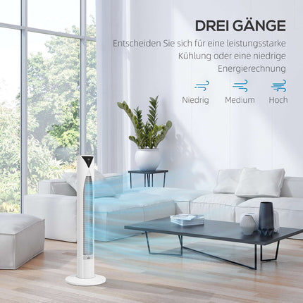 Turmventilator mit Fernbedienung, 3 Geschwindigkeiten, 70° Oszillation