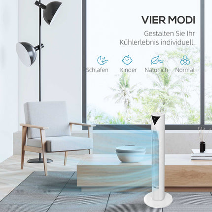 Turmventilator mit Fernbedienung, 3 Geschwindigkeiten, 70° Oszillation
