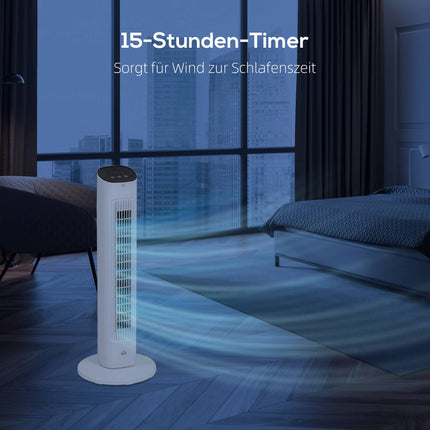Turmventilator mit Fernbedienung, 3 Geschwindigkeiten, 85° Oszillation