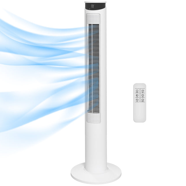 Turmventilator – 3 Geschwindigkeiten, Fernbedienung, Timer, 70° Oszillation, weiß