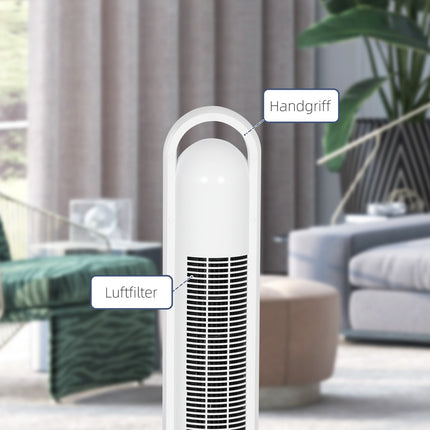Turmventilator mit Fernbedienung, 3 Geschwindigkeitsstufen, 24-Stunden-Timer, LCD-Display