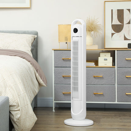 Turmventilator mit Fernbedienung, 3 Geschwindigkeitsstufen, 24-Stunden-Timer, LCD-Display