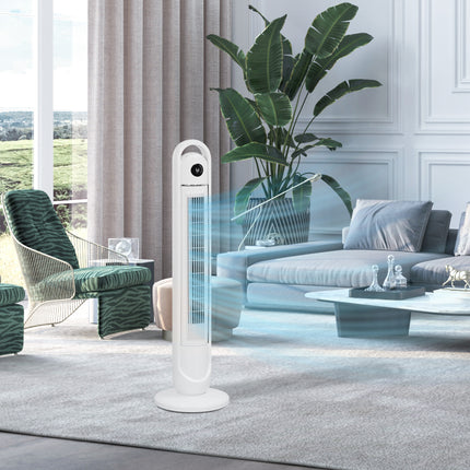 Turmventilator mit Fernbedienung, 3 Geschwindigkeitsstufen, 24-Stunden-Timer, LCD-Display