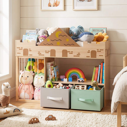 Toy Storage Organizer with Shelves and Fabric Drawers