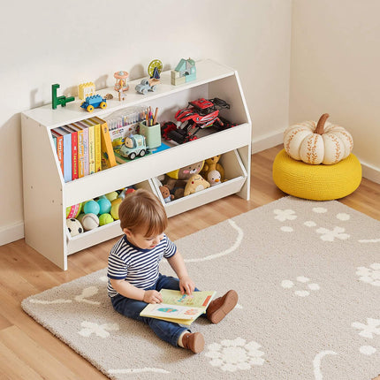 Toy Storage Organizer with Wheels, 2 Drawers, White