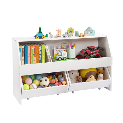 Toy Storage Organizer with Wheels, 2 Drawers, White