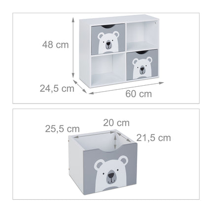 Toy Storage Shelf with 4 Compartments, Bear Design