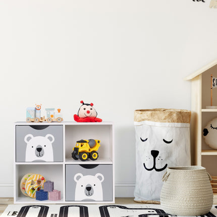 Toy Storage Shelf with 4 Compartments, Bear Design