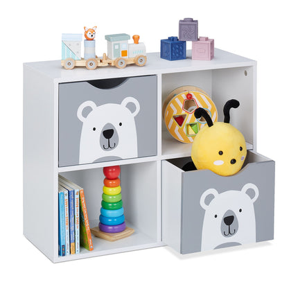 Toy Storage Shelf with 4 Compartments, Bear Design