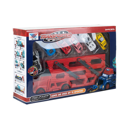 Spielzeug-Truck-Set mit 6 Autos und Abschussrampe