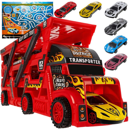 Spielzeug-Truck-Set mit 6 Autos und Abschussrampe