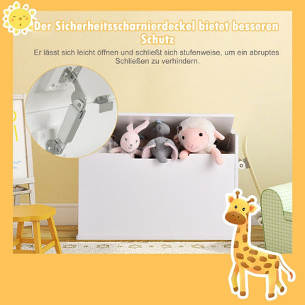 Coffre à jouets avec couvercle 2 en 1 avec coussin armoire à jouets 74 x 39 x 52 cm blanc