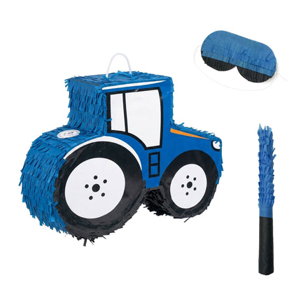Traktor-Piñata-Set – Inklusive Schlagstock und Augenbindenmaske
