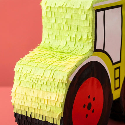 Sada piňata traktor s tyčí a maskou – 40 cm