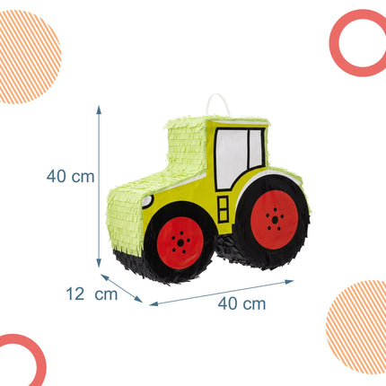 Sada piňata traktor s tyčí a maskou – 40 cm