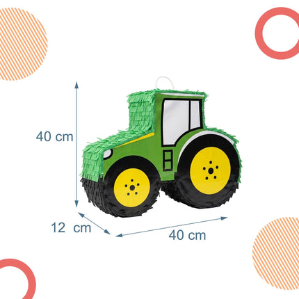 Sada piňata traktor s tyčí a maskou – zelená