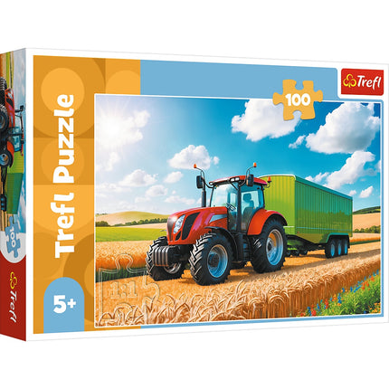 Traktor Puzzle mit Anhänger, 100 Teile für Kinder