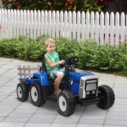 Aufsitz-Traktor für Kinder mit Fernbedienung, MP3, Scheinwerfern, blau