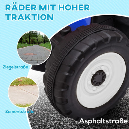 Aufsitz-Traktor für Kinder mit Fernbedienung, MP3, Scheinwerfern, blau