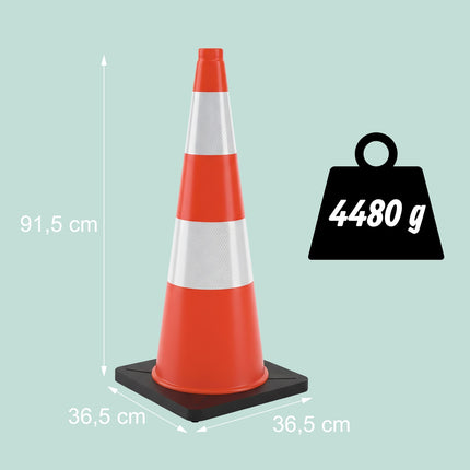 Traffic Cone 90 cm, Heavy-Duty, Reflective Stripes