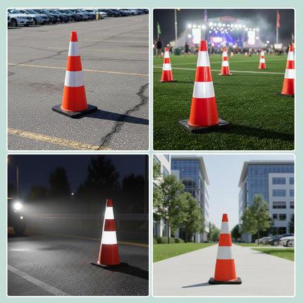 Traffic Cone 90 cm, Heavy-Duty, Reflective Stripes