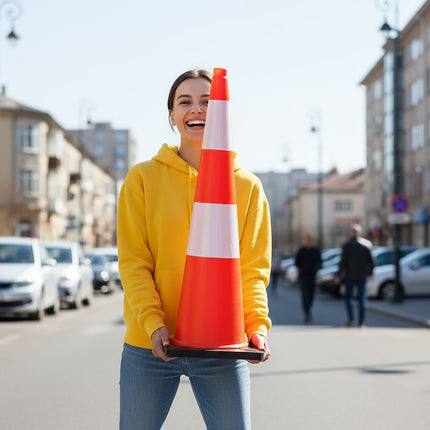 Traffic Cone 90 cm, Heavy-Duty, Reflective Stripes