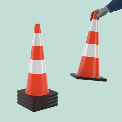 Traffic Cone 90 cm, Heavy-Duty, Reflective Stripes