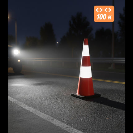Traffic Cone 90 cm, Heavy-Duty, Reflective Stripes