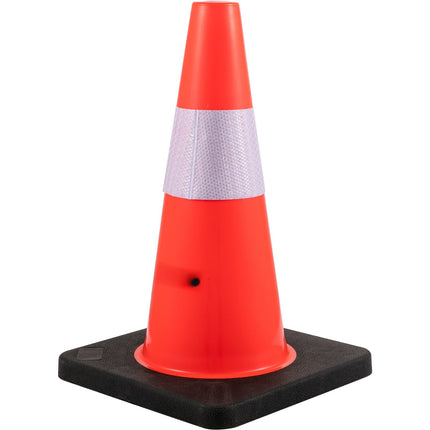 Traffic Cones, 18 In, 5-Pack PVC, Reflective, Weighted Base