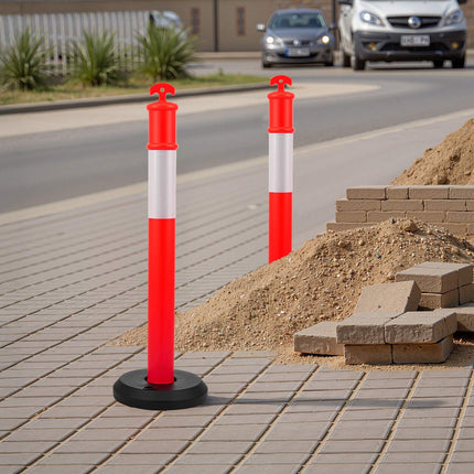 Traffic Delineator Posts, 2 Pack, 1140mm, Reflective, Fillable Base