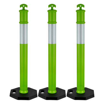 Traffic Delineator Posts, 3 Pack, 1140 mm, Reflective Weighted Base