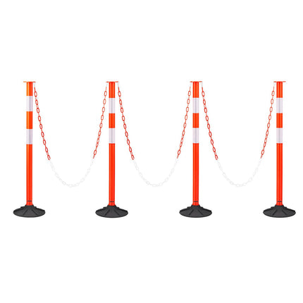Traffic Delineator Posts, 4 Pack, Weighted Base, Chain