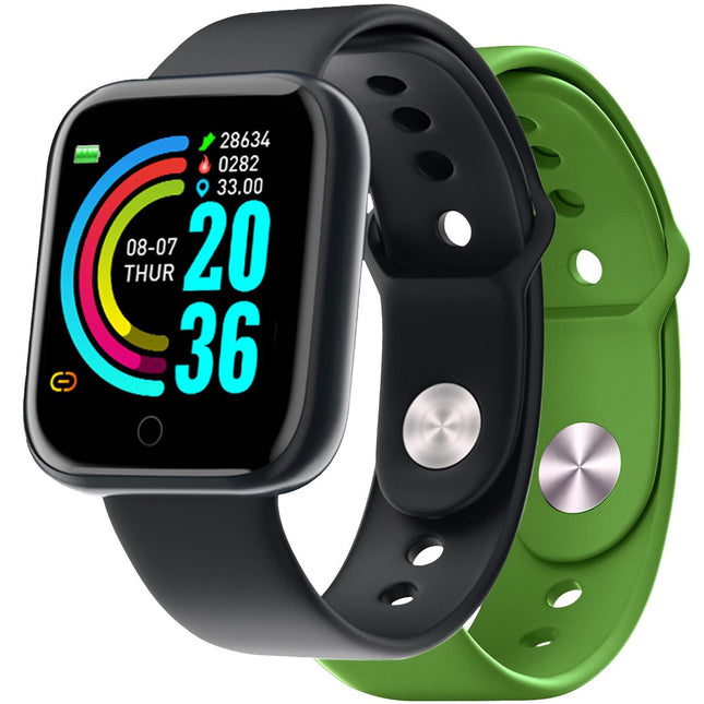 Trainerbeat Smartwatch mit zwei Armbändern Schwarz + Grün