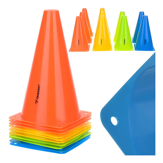 Trainingshütchen 10 Stk., 23cm, flexibler Kunststoff, mehrfarbig