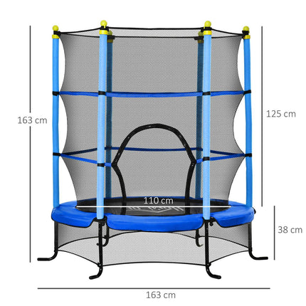 Kindertrampolin 163 cm mit Sicherheitsnetz - Stahlblau