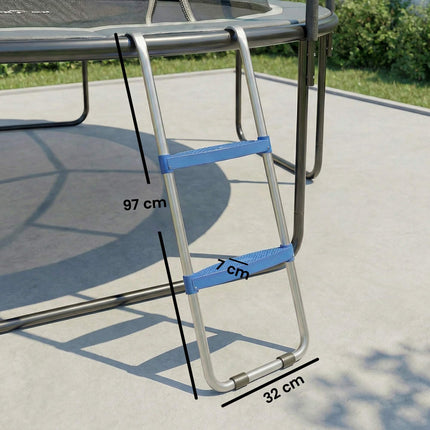 Trampoline Ladder 2 Steps, 150 kg Capacity, Blue