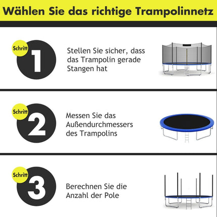Trampolin-Sicherheitsnetz 427 cm, passend für 8 Stangen, Reißverschlusszugang