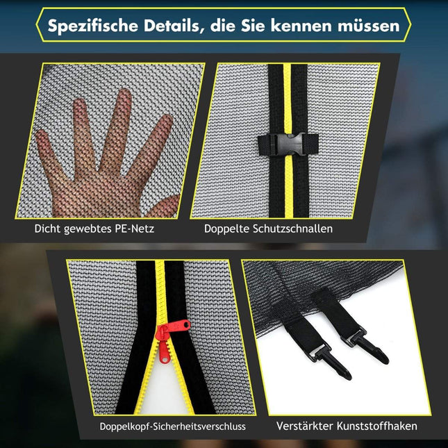 Trampolin-Sicherheitsnetz 427 cm, passend für 8 Stangen, Reißverschlusszugang