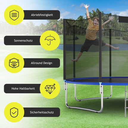 Trampolin-Sicherheitsnetz 427 cm, passend für 8 Stangen, Reißverschlusszugang