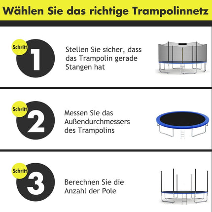 Trampoline veiligheidsnet voor tuintrampolines Vervangend net aan de buitenkant met rits en gespen Ø 305 cm