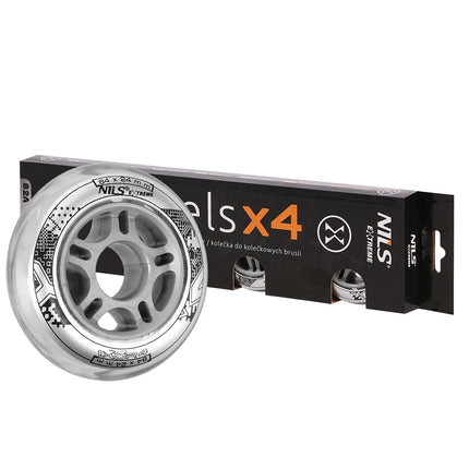 Průhledná PU skateboardová kolečka, 84x24mm, 82A, sada 4 ks