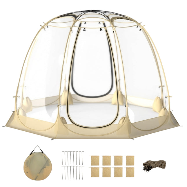 Durchsichtiges PVC Pop-Up Blasenzelt für 5-6 Personen, 265x265 cm