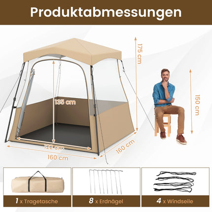 Transparentes Pop-Up-Campingzelt, allwettertauglich, 160x160x176 cm