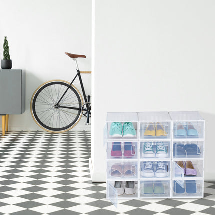 Transparent Shoe Storage Boxes, Set of 12