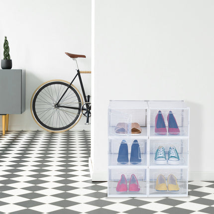 Transparent Shoe Storage Boxes, Set of 6