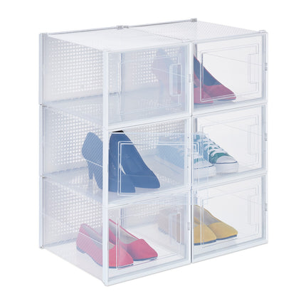 Transparent Shoe Storage Boxes, Set of 6