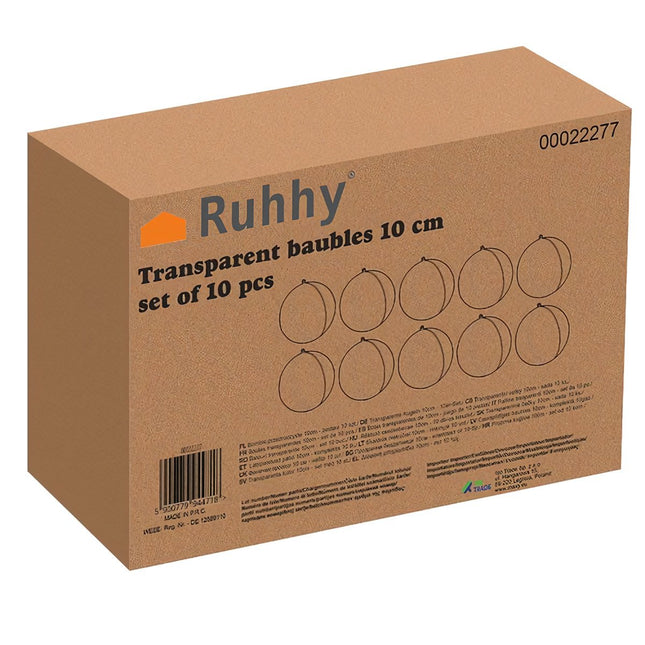 Boules transparentes 10 cm lot de 10 Ruhhy 22277
